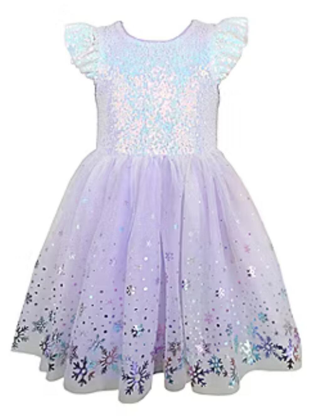 New Lilt Little Girls Short Sleeve Flutter A-Line Dress Lilac Size 6 Snowflakes